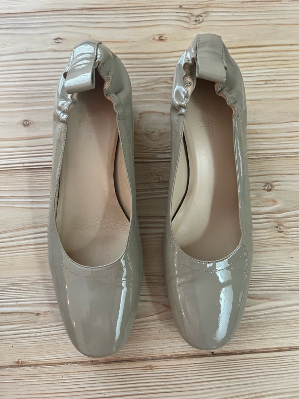 Everlane Patent Leather Ballet Flats in Light Taupe